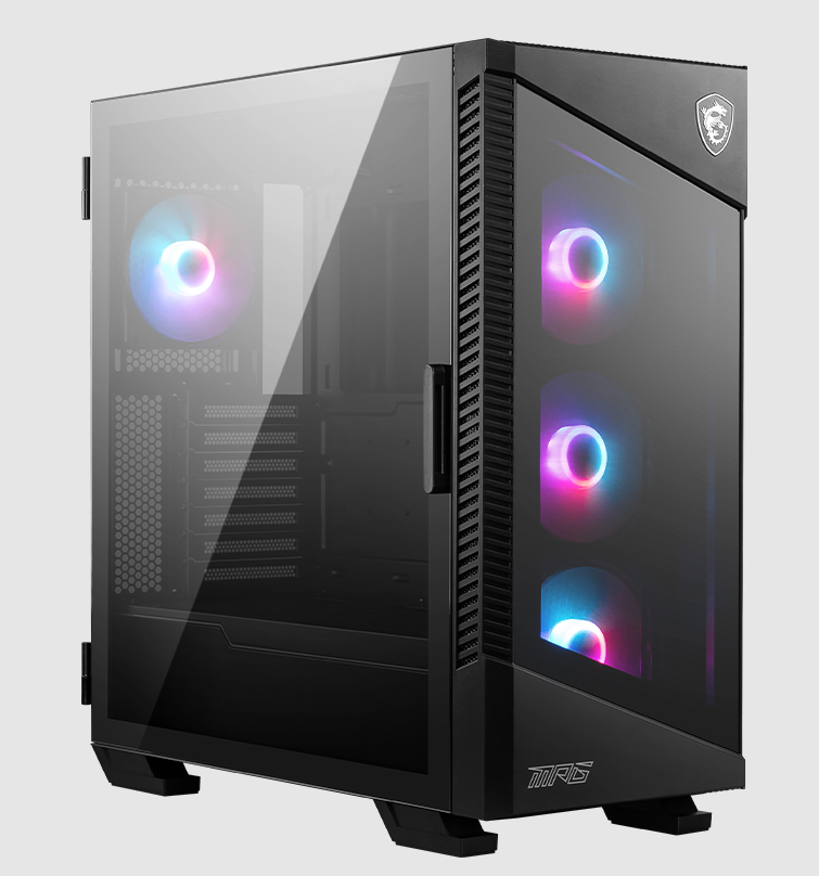  Mid-Tower Case: MSI MPG VELOX 100R - Black <br>4x 120mm ARGB Fans, 2x USB 3.2 + 1x USB Type-C, Tempered Glass Side Panel, Supports: ATX/mATX/mini-ITX  